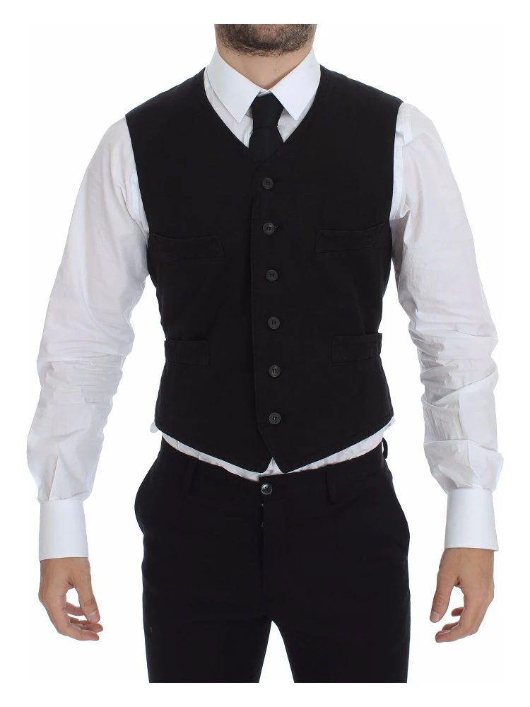 Black Flax Cotton Dress Vest Blazer