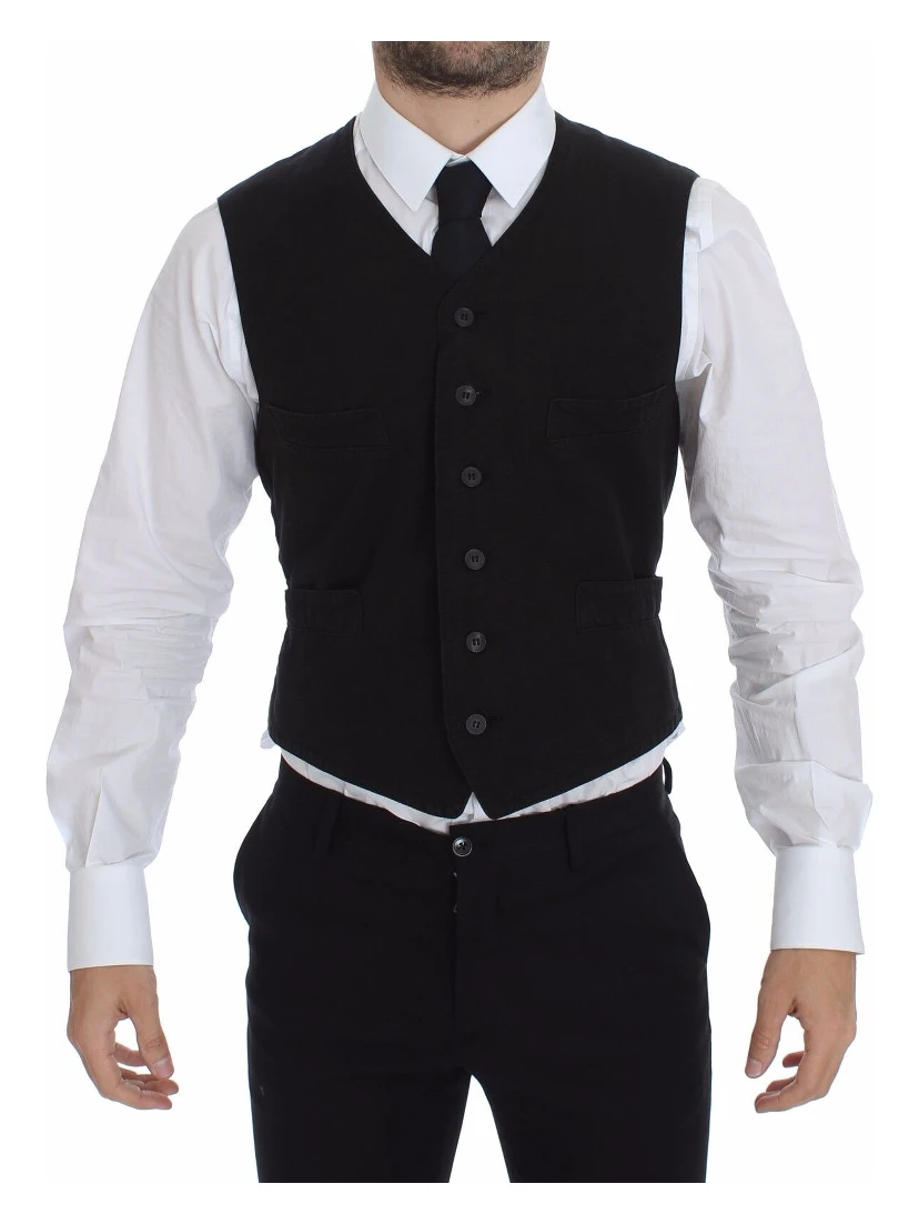 Black Flax Cotton Dress Vest Blazer