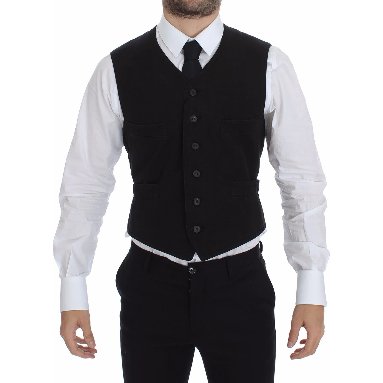 Black Flax Cotton Dress Vest Blazer