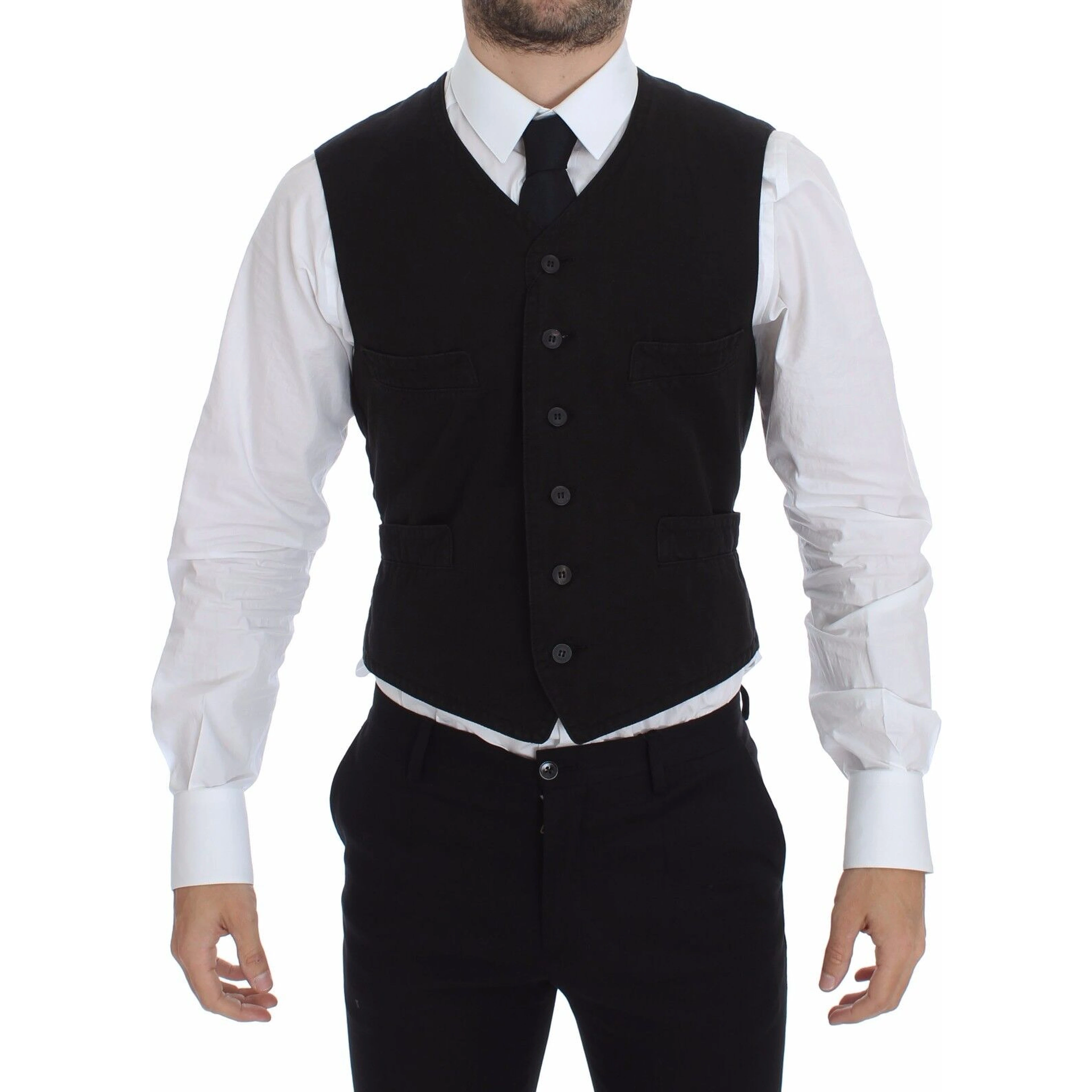 Black Flax Cotton Dress Vest Blazer