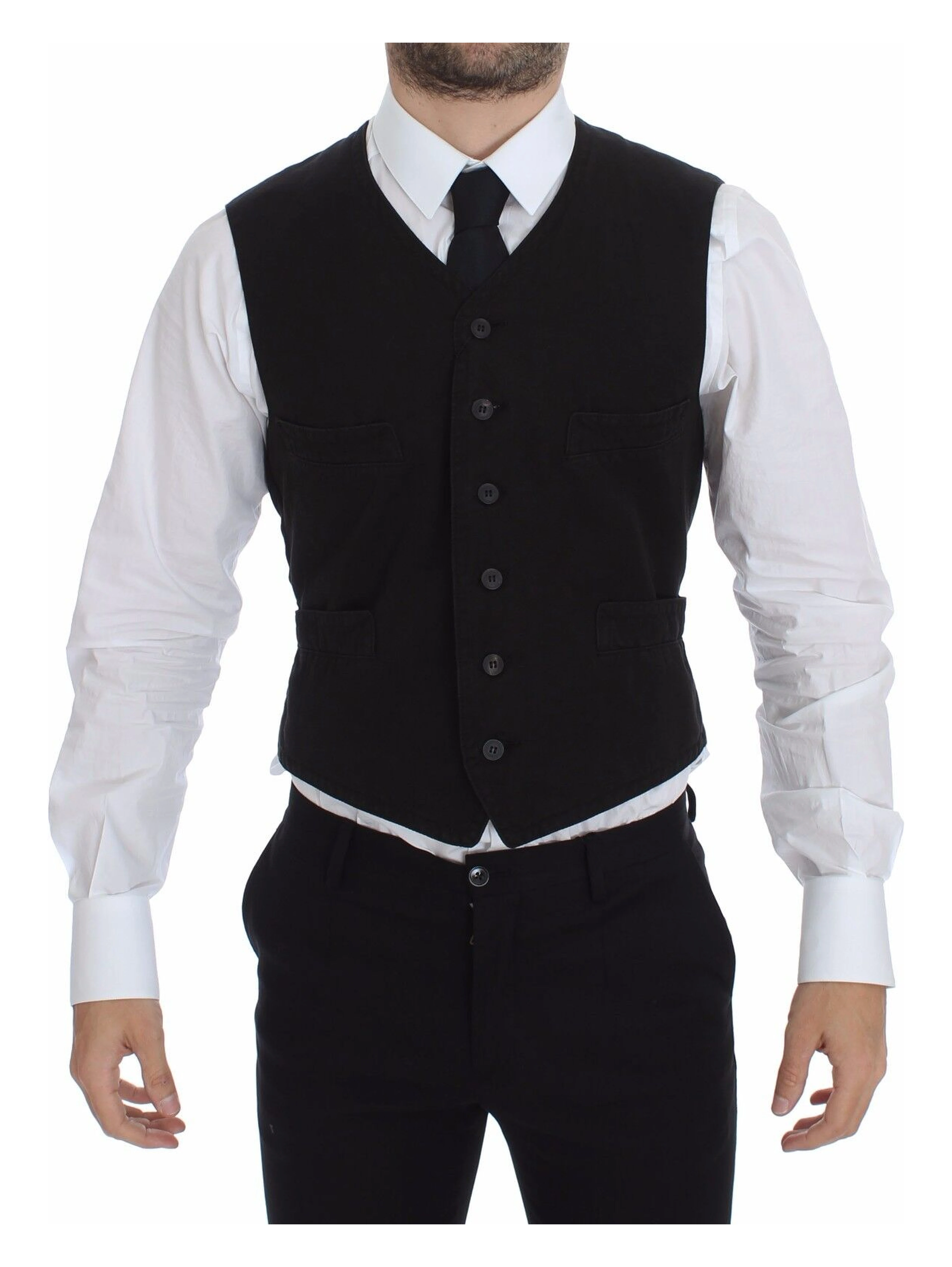 Black Flax Cotton Dress Vest Blazer