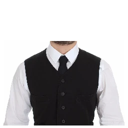 Black Flax Cotton Dress Vest Blazer