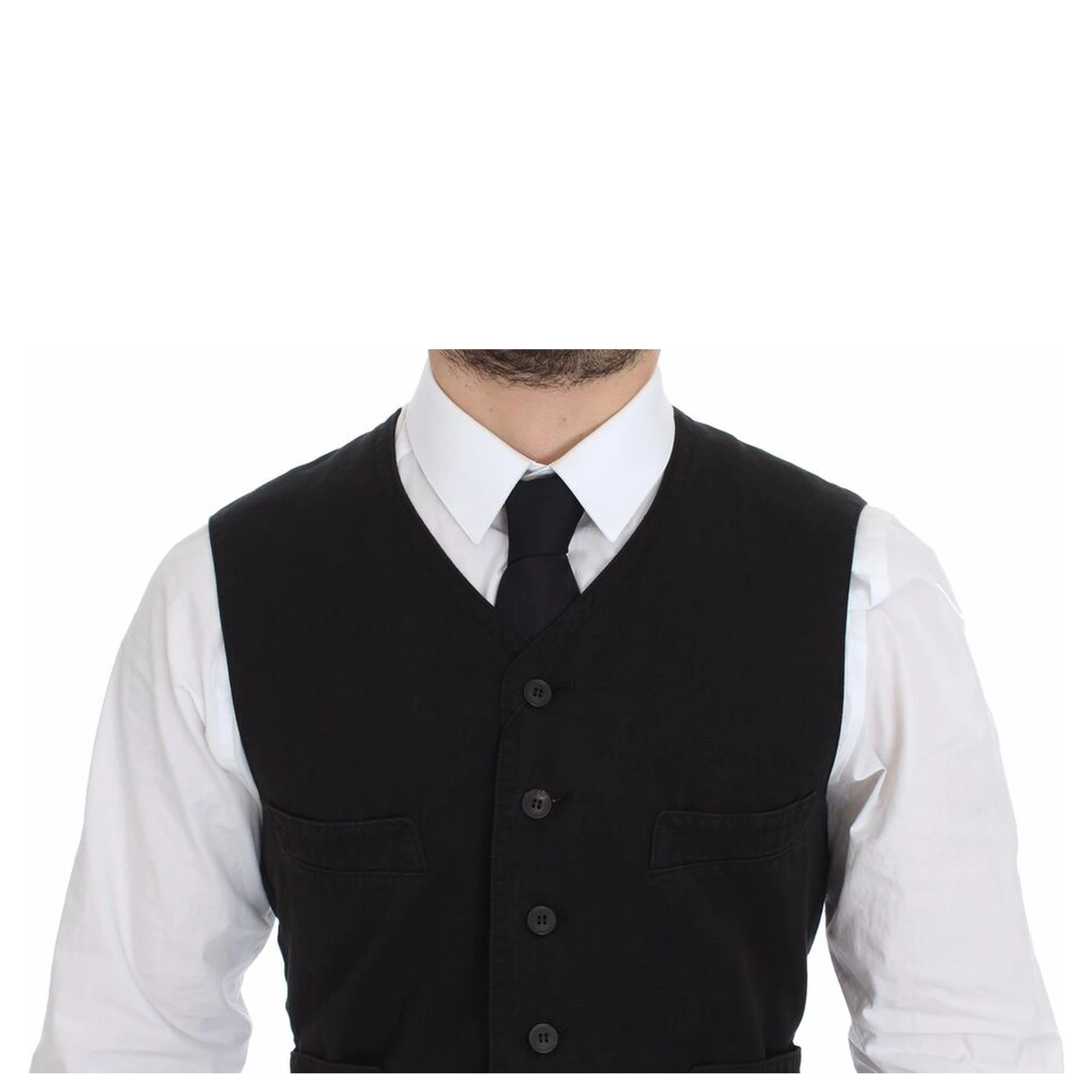 Black Flax Cotton Dress Vest Blazer