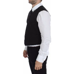 Black Flax Cotton Dress Vest Blazer