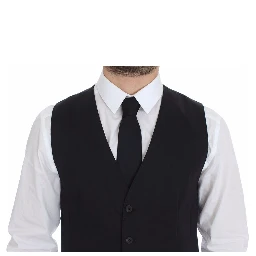 Blue Cotton Stretch Dress Vest Blazer