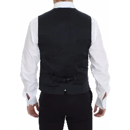 Blue Cotton Stretch Dress Vest Blazer