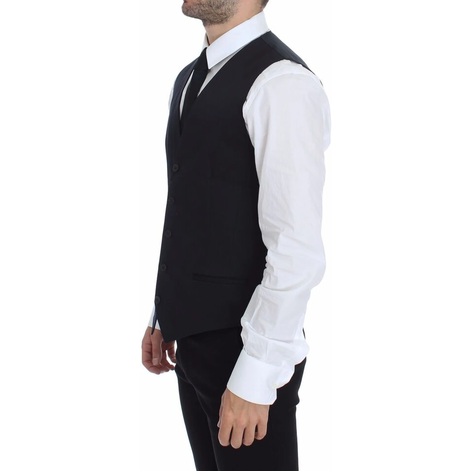 Blue Cotton Stretch Dress Vest Blazer