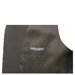 Black Wool Silk Stretch Dress Vest Blazer