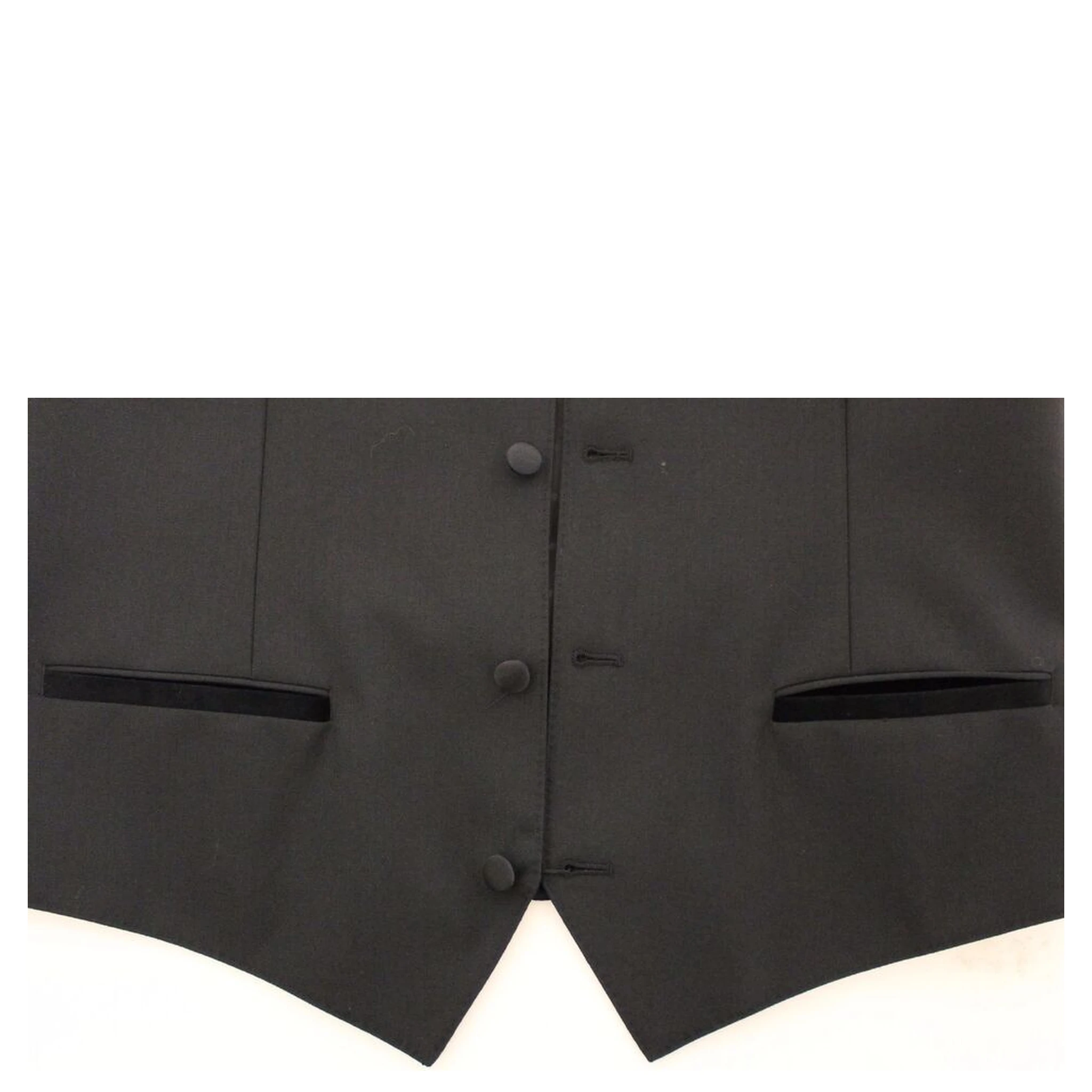 Black Wool Silk Stretch Dress Vest Blazer