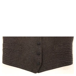 Brown Cotton Blend Dress Vest Gilet