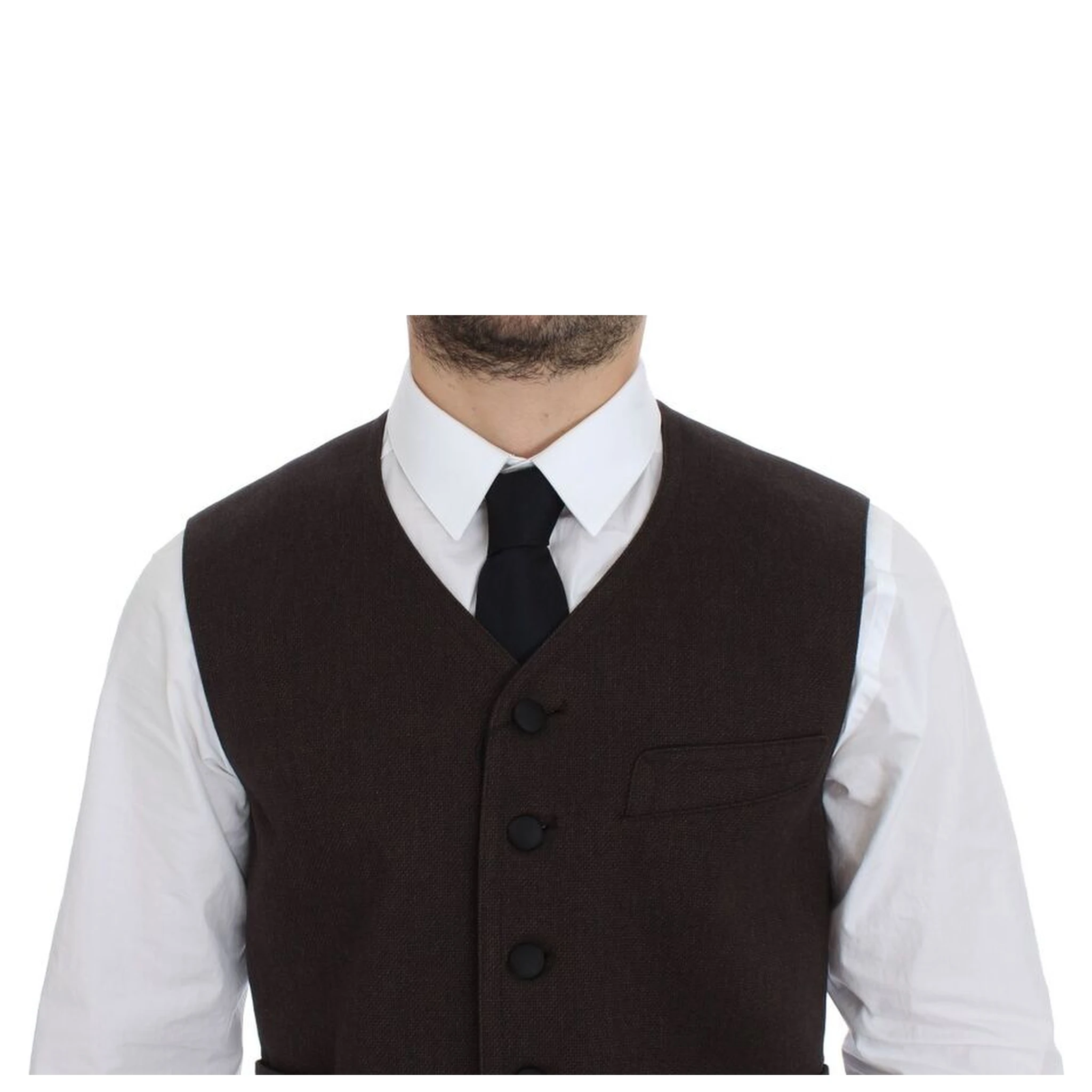 Brown Cotton Blend Dress Vest Gilet