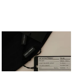 Black Striped Wool Silk Dress Vest Gilet