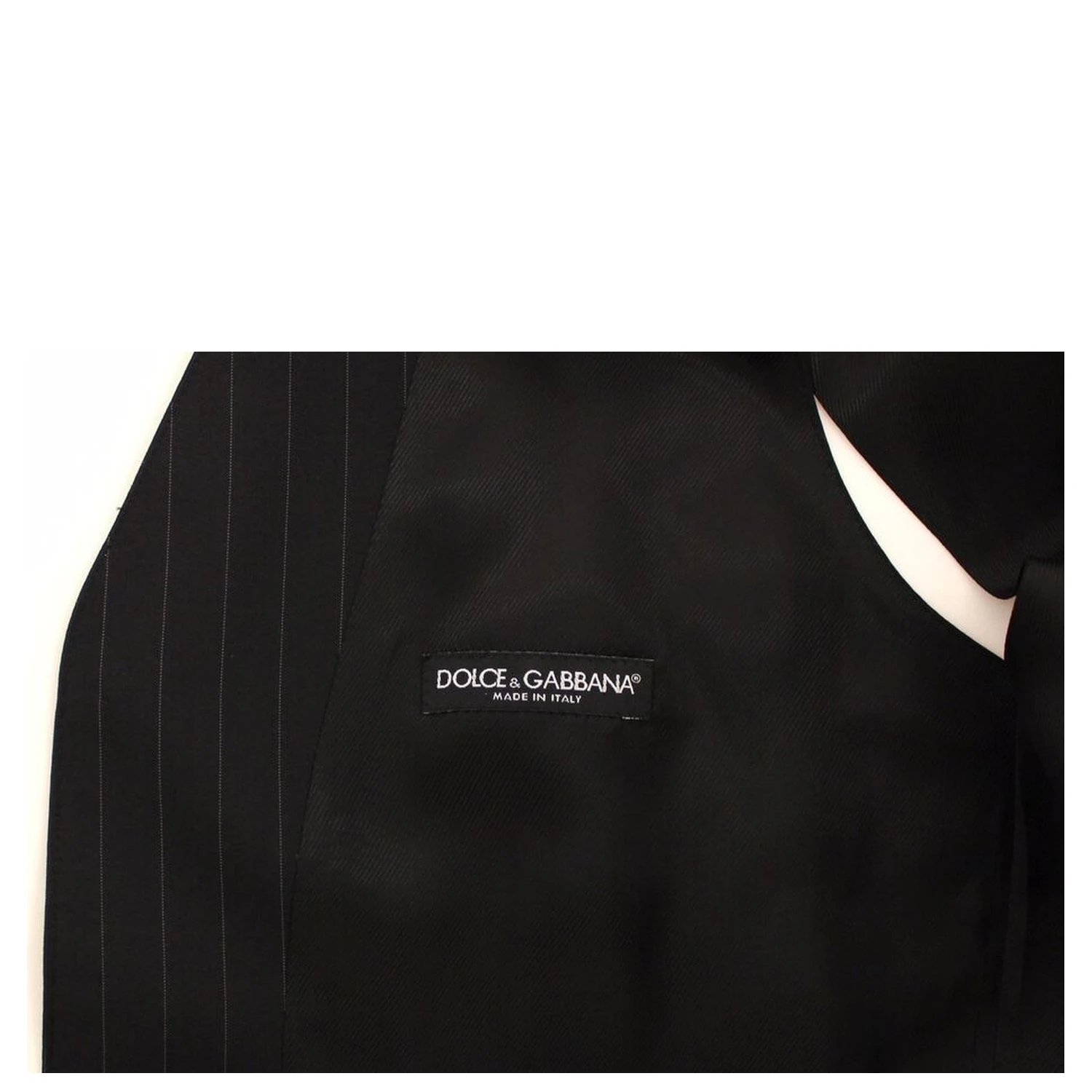 Black Striped Wool Silk Dress Vest Gilet