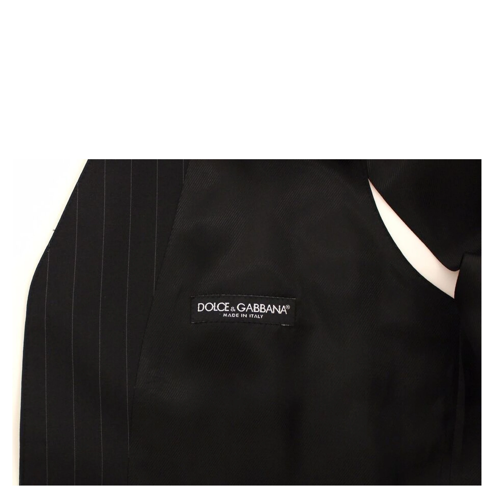 Black Striped Wool Silk Dress Vest Gilet