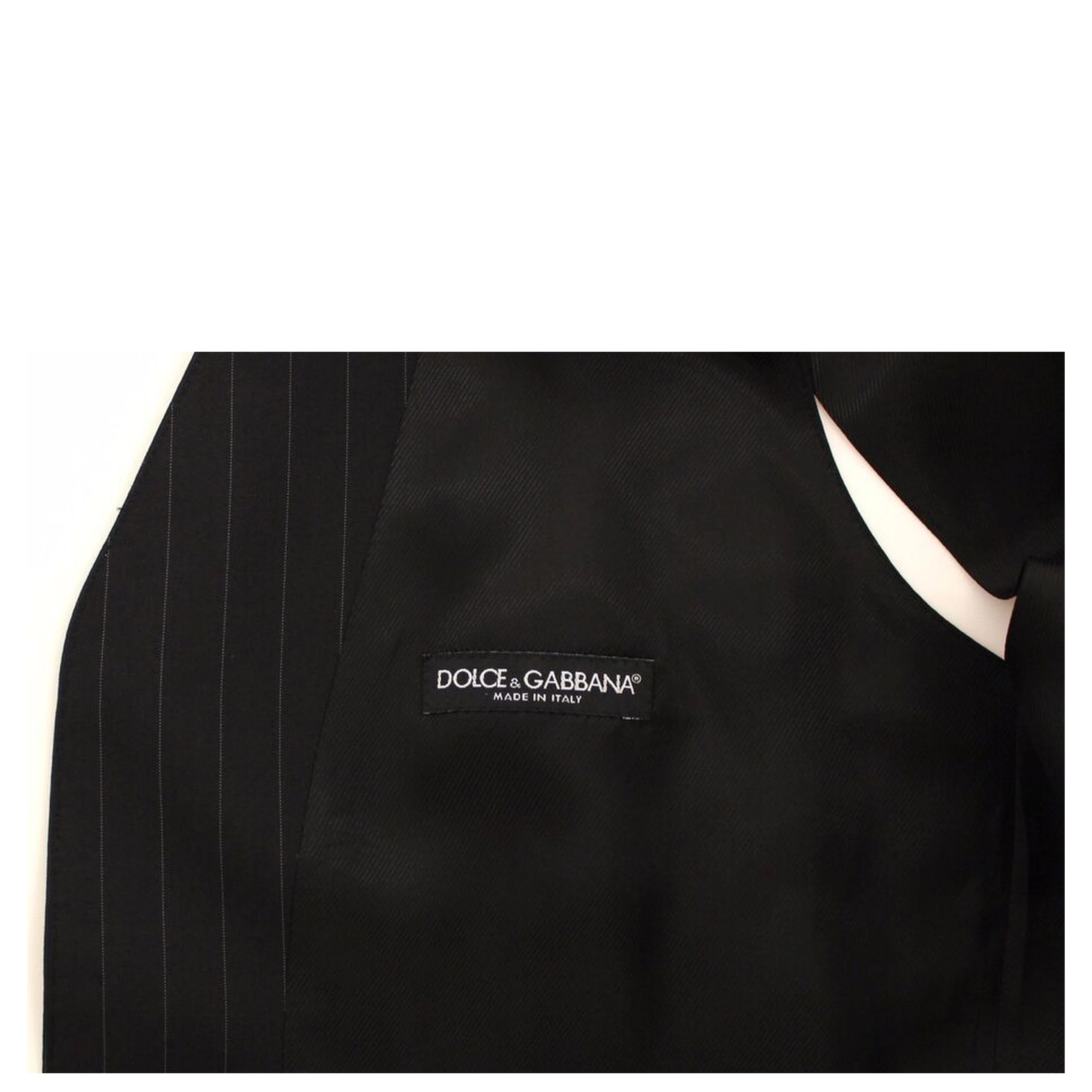Black Striped Wool Silk Dress Vest Gilet