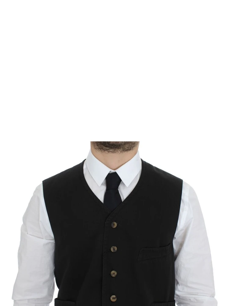 Black Cotton Blend Dress Vest Gilet alternative