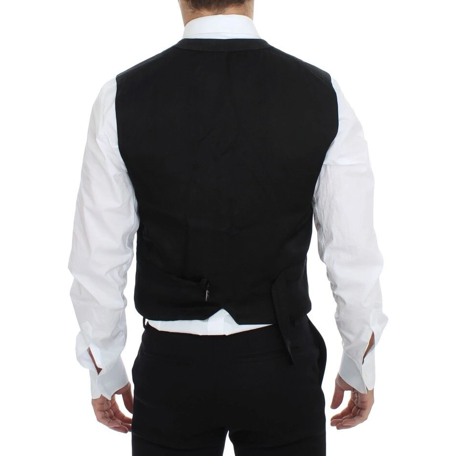 Black Cotton Blend Dress Vest Gilet