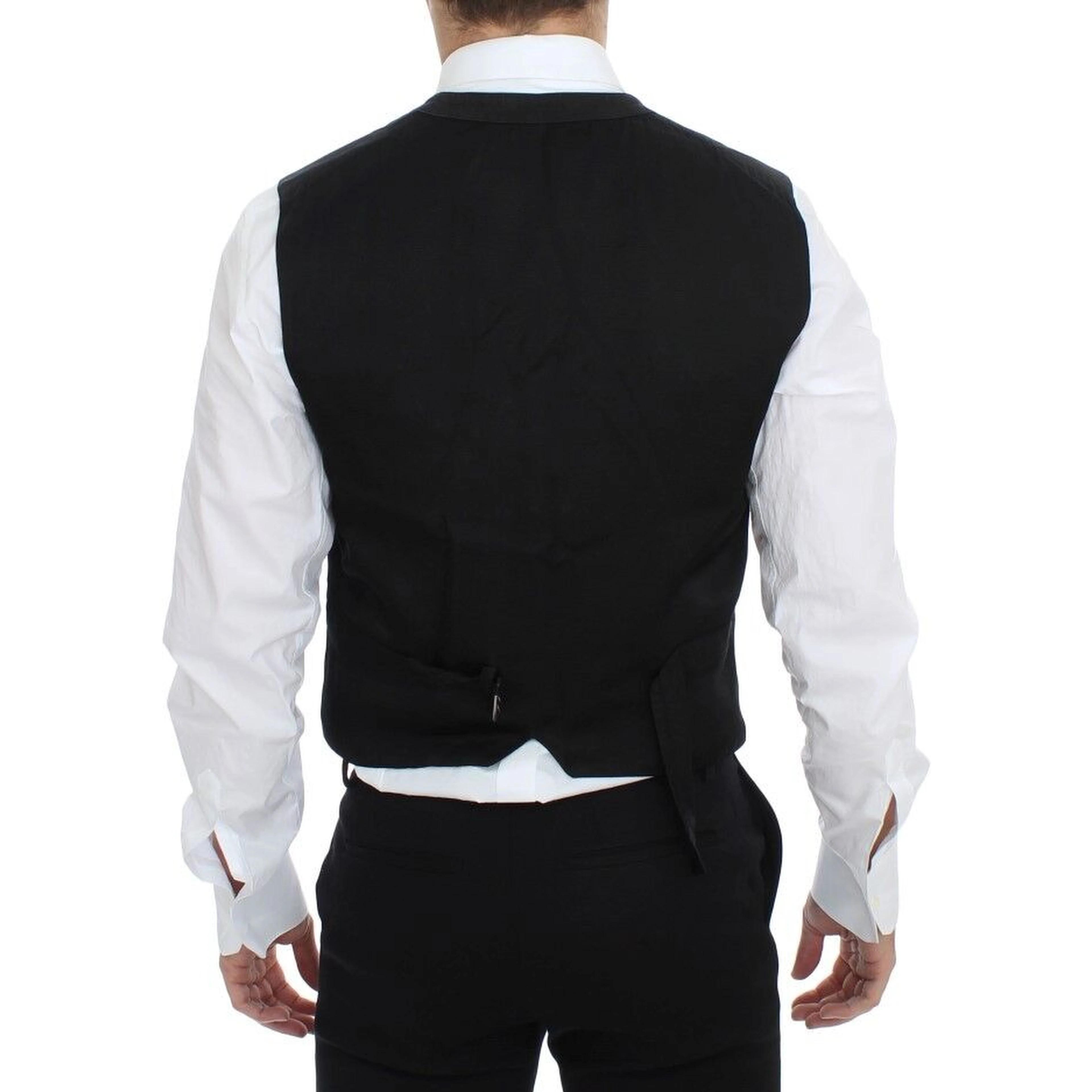 Black Cotton Blend Dress Vest Gilet