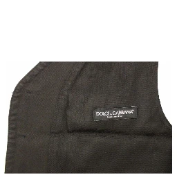 Black Cotton Blend Dress Vest Gilet