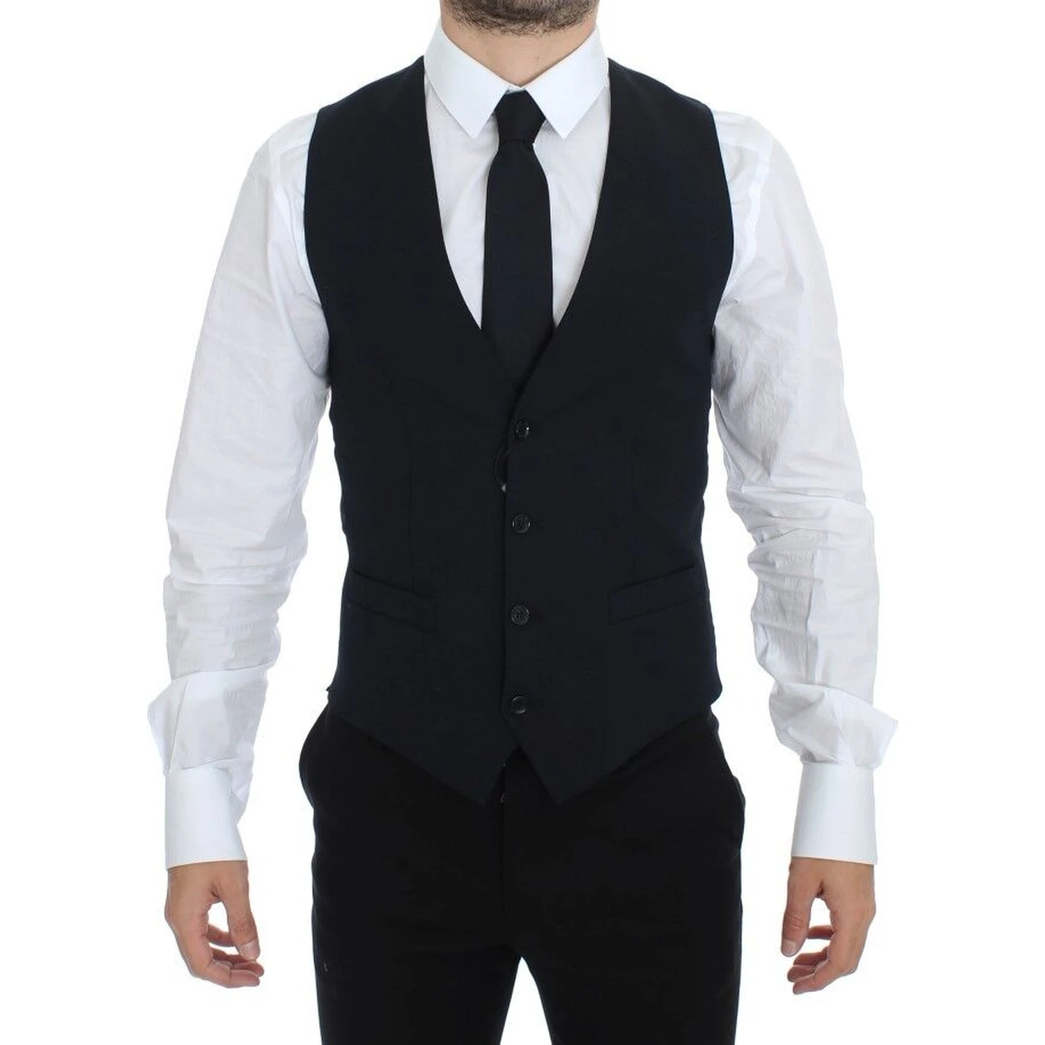 Blue Wool Formal Dress Vest Gilet