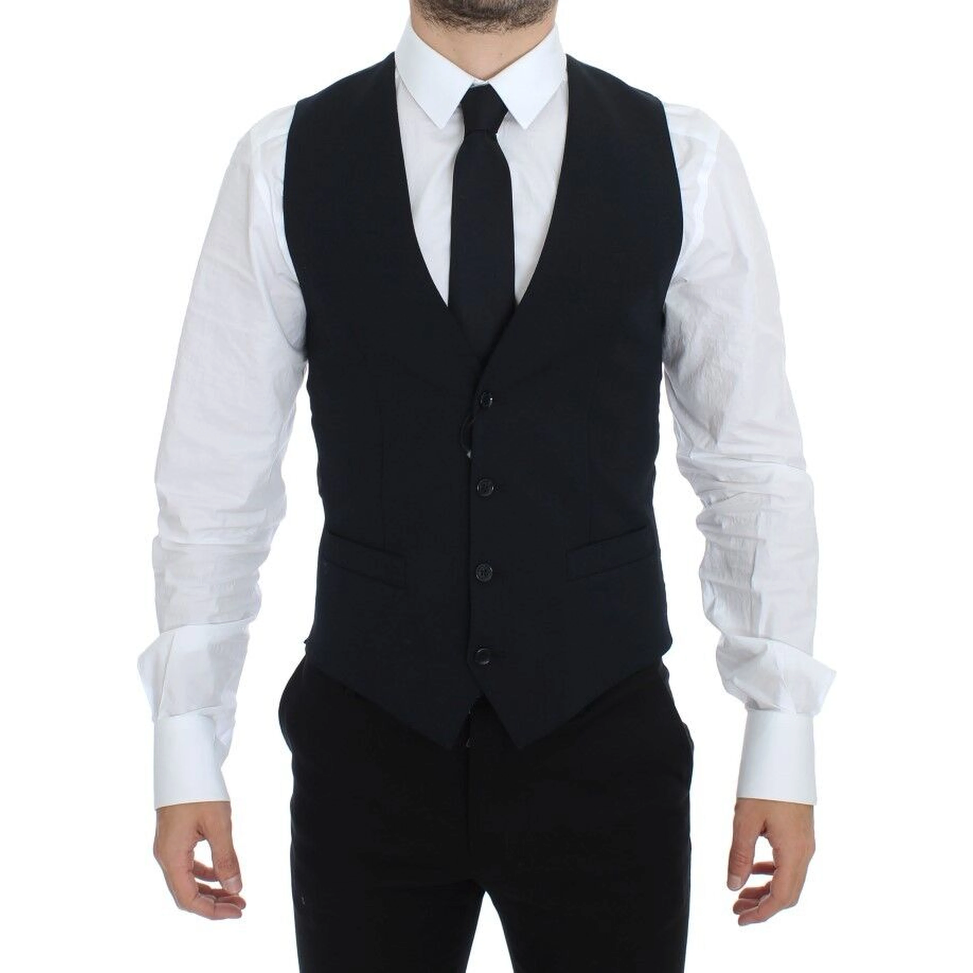 Blue Wool Formal Dress Vest Gilet