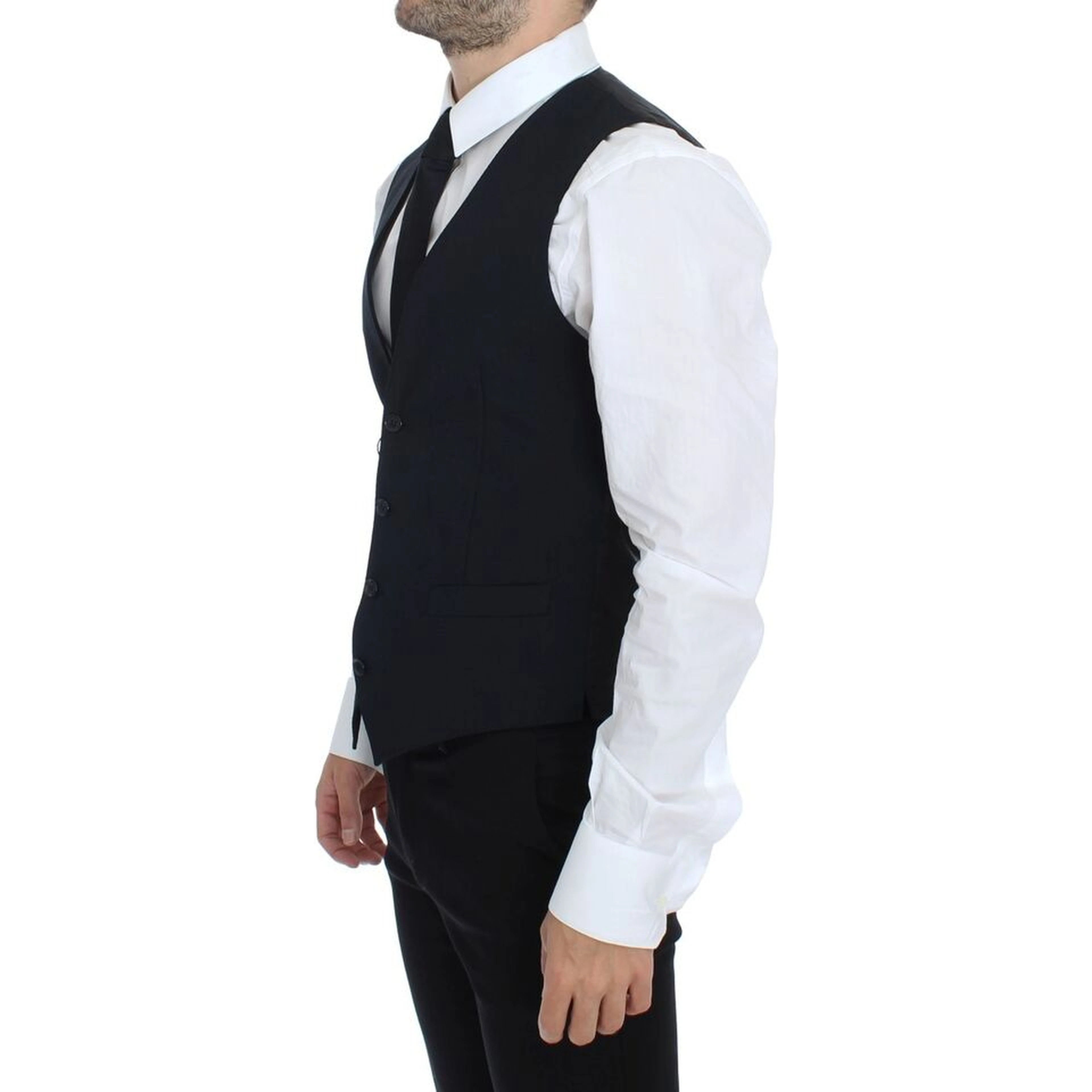 Blue Wool Formal Dress Vest Gilet