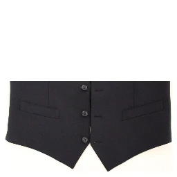 Blue Wool Formal Dress Vest Gilet