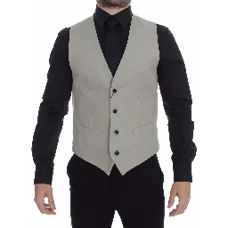 Beige Silk Blend Dress Formal Vest Gilet