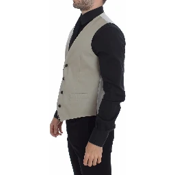 Beige Silk Blend Dress Formal Vest Gilet