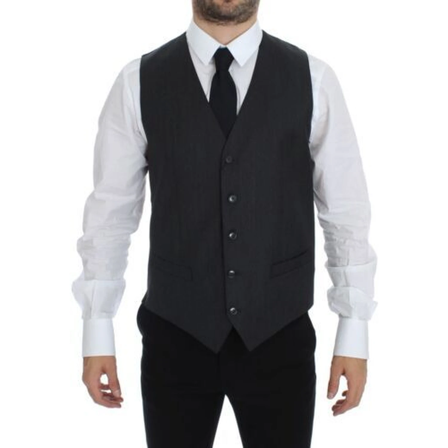 Gray Wool Formal Dress Vest Gilet Weste