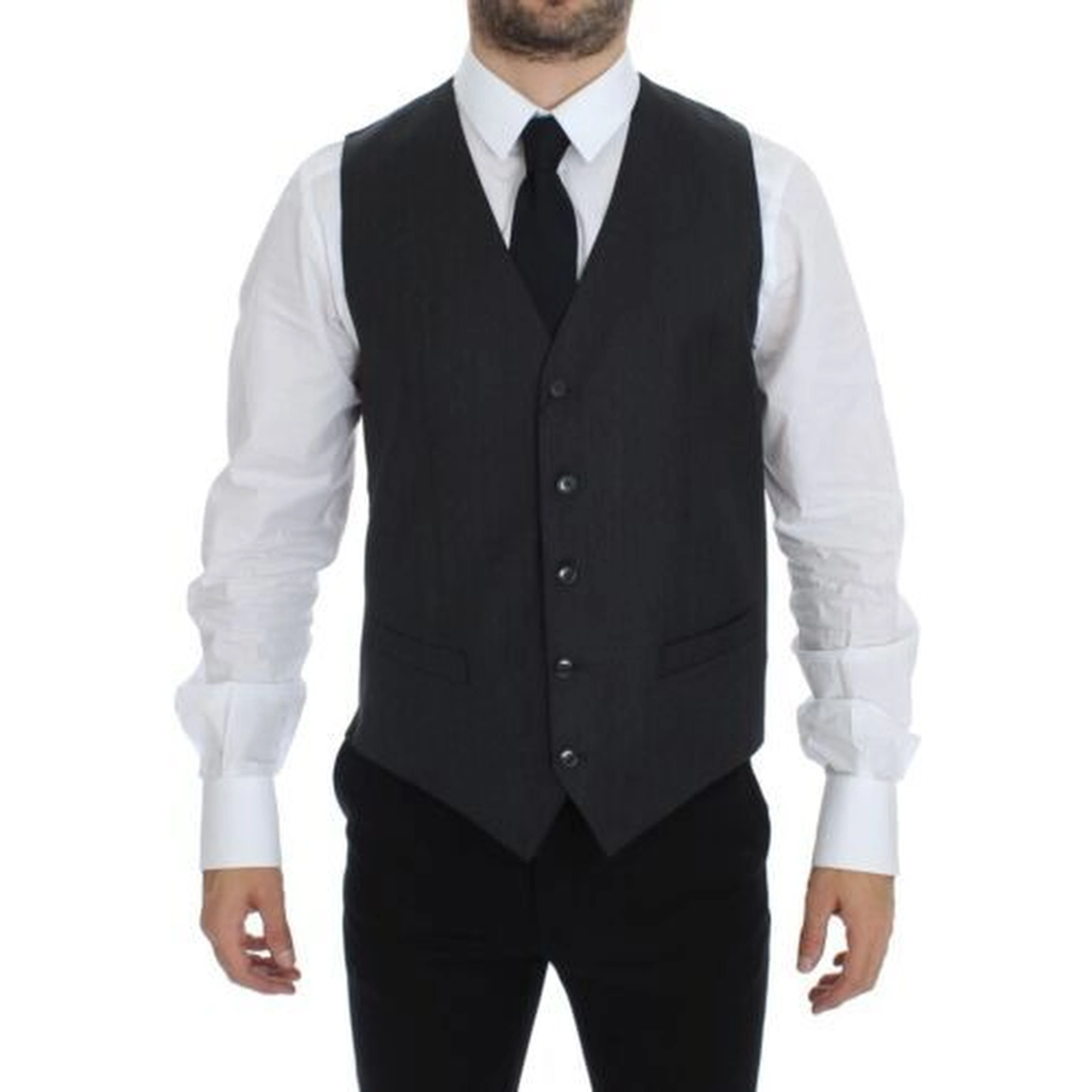 Gray Wool Formal Dress Vest Gilet Weste