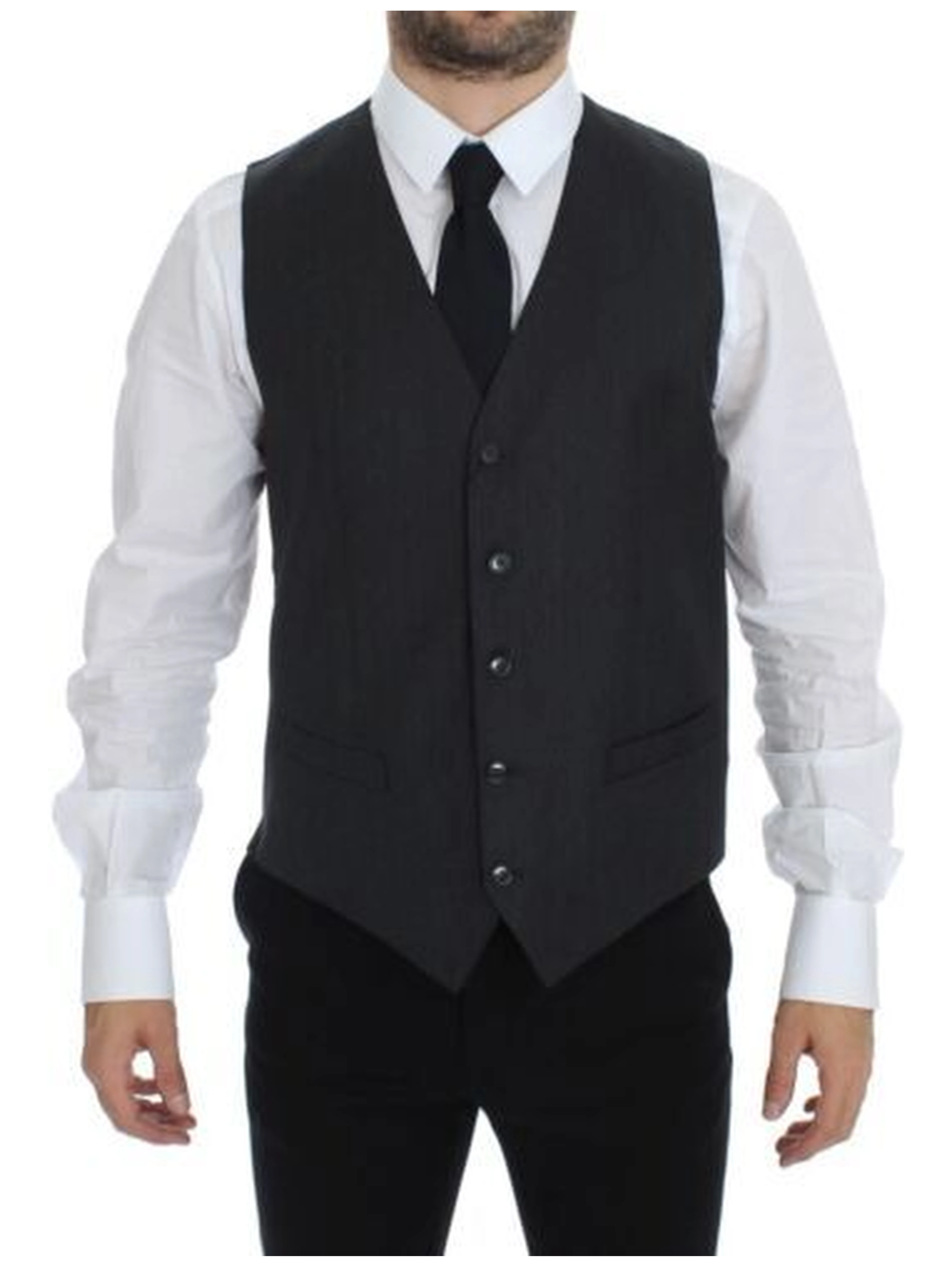 Gray Wool Formal Dress Vest Gilet Weste
