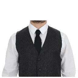 Gray Wool Formal Dress Vest Gilet Weste