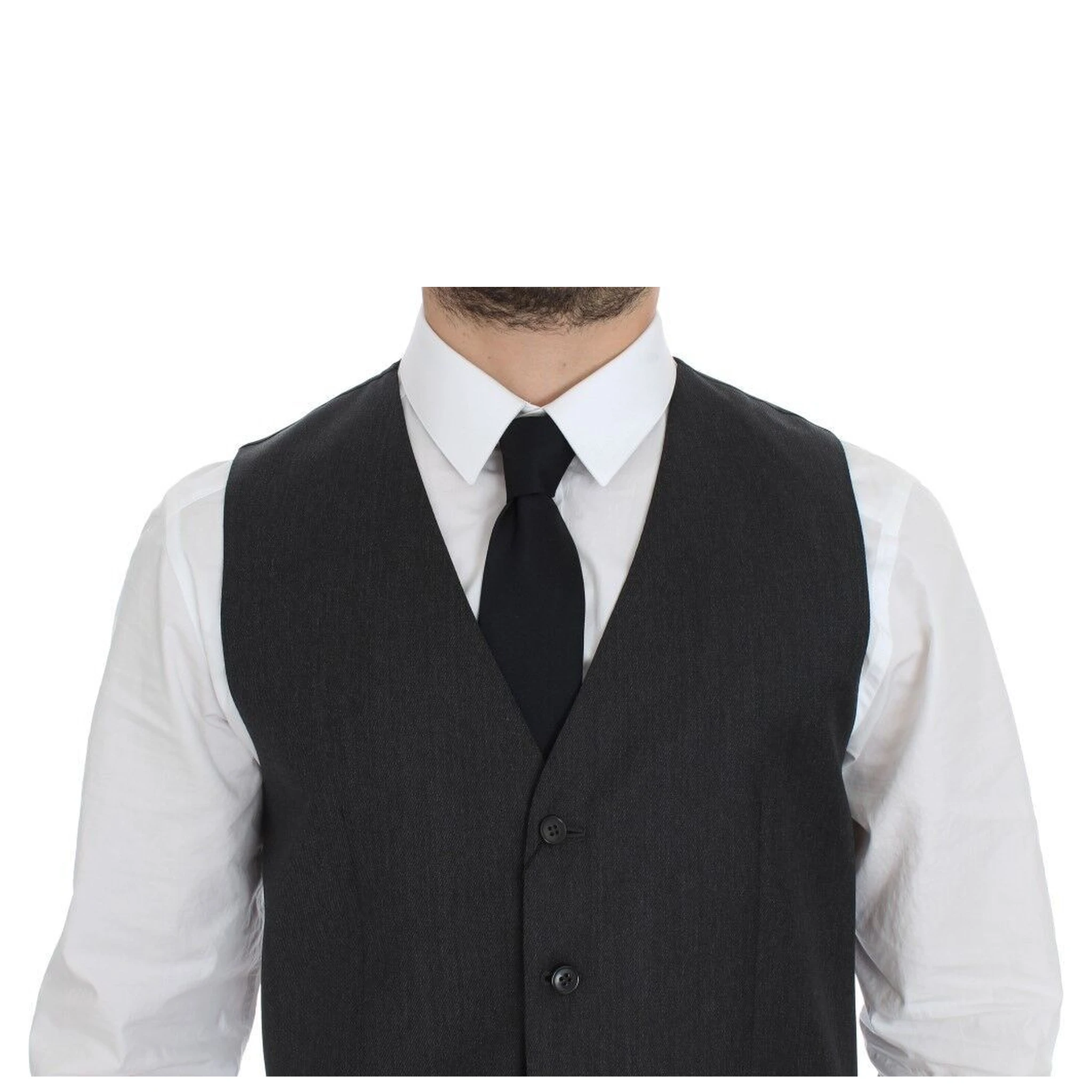 Gray Wool Formal Dress Vest Gilet Weste