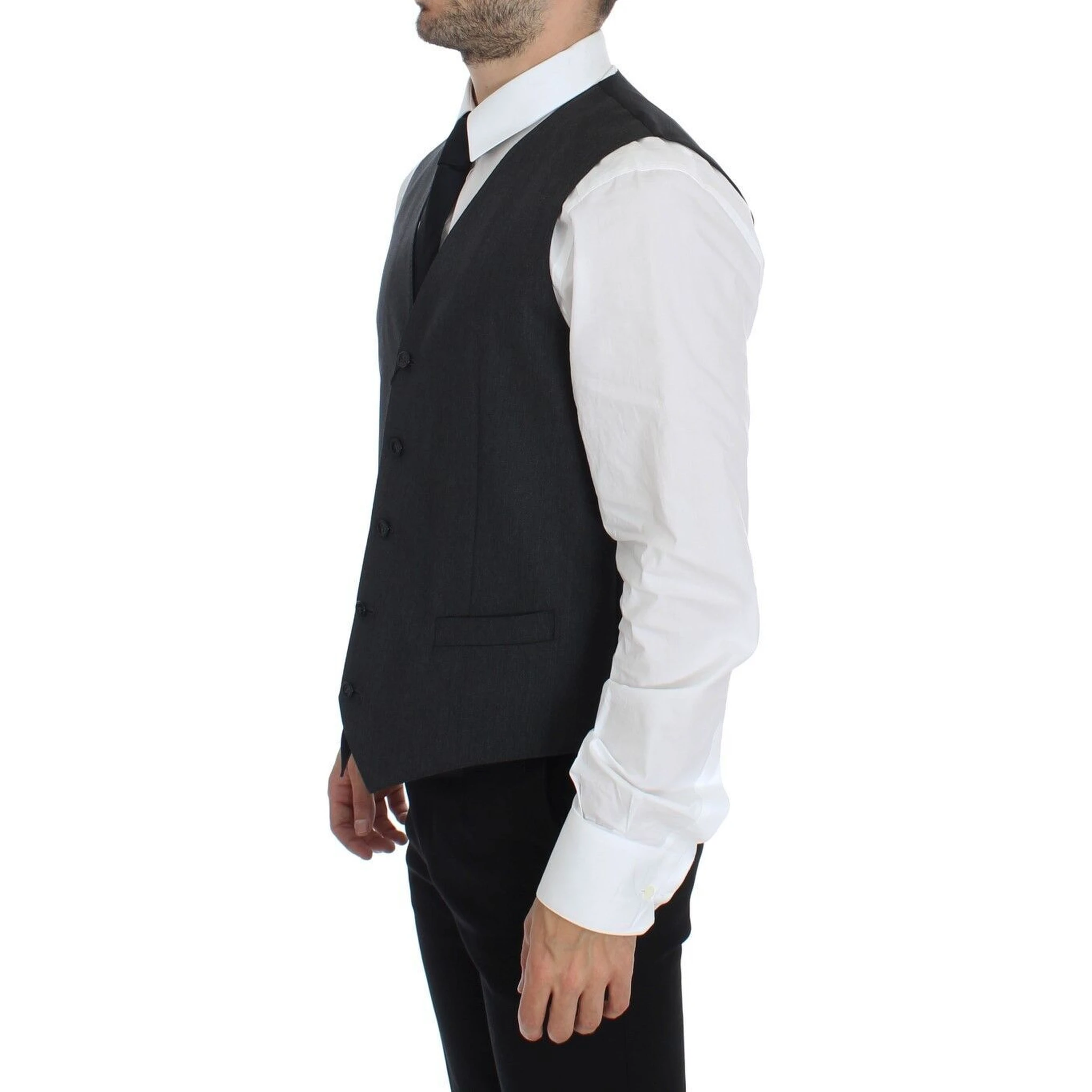 Gray Wool Formal Dress Vest Gilet Weste
