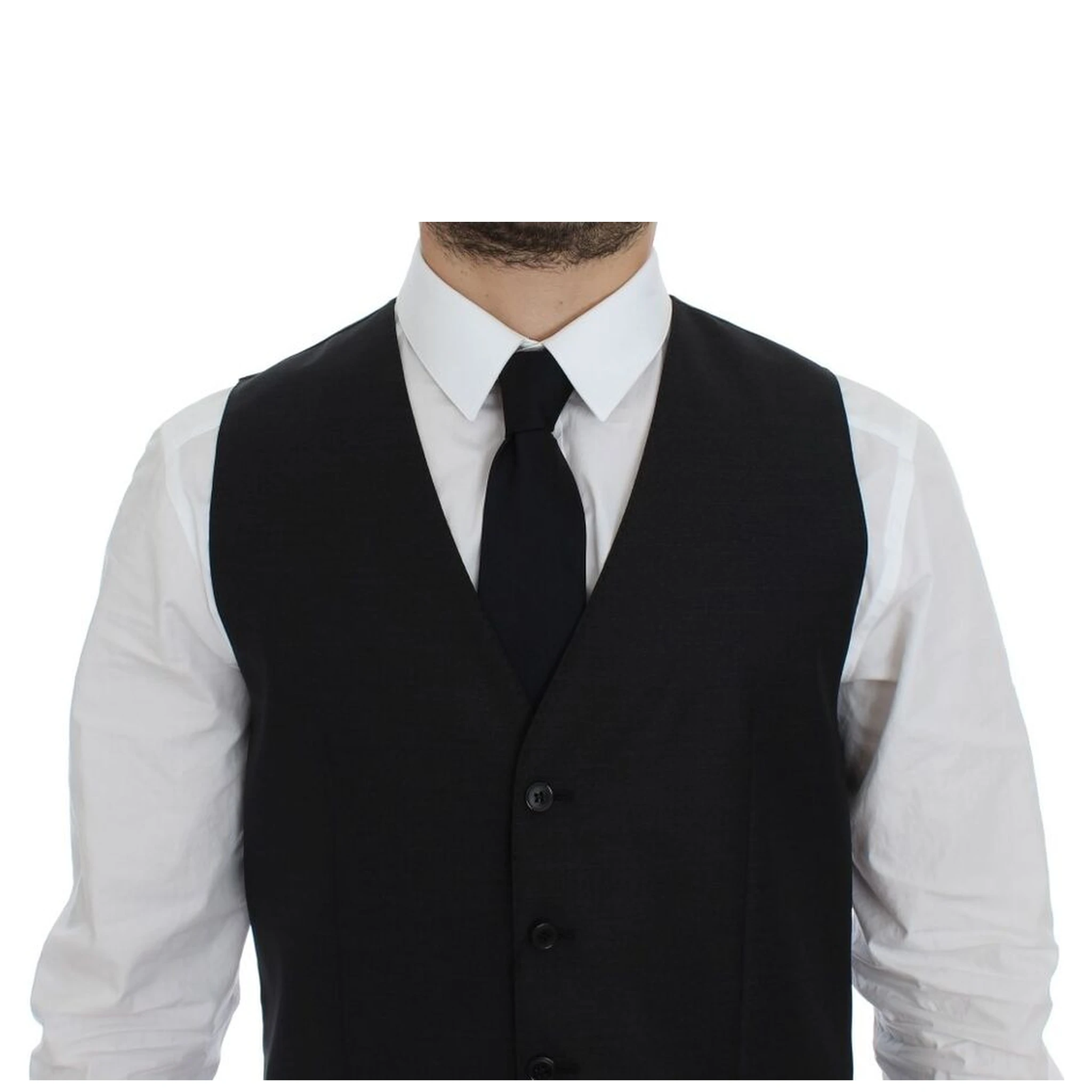 Gray Wool Silk Dress Vest Gilet Weste