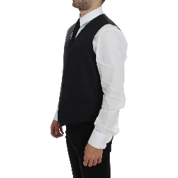 Gray Wool Silk Dress Vest Gilet Weste