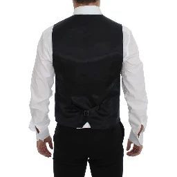 Gray Wool Silk Dress Vest Gilet Weste