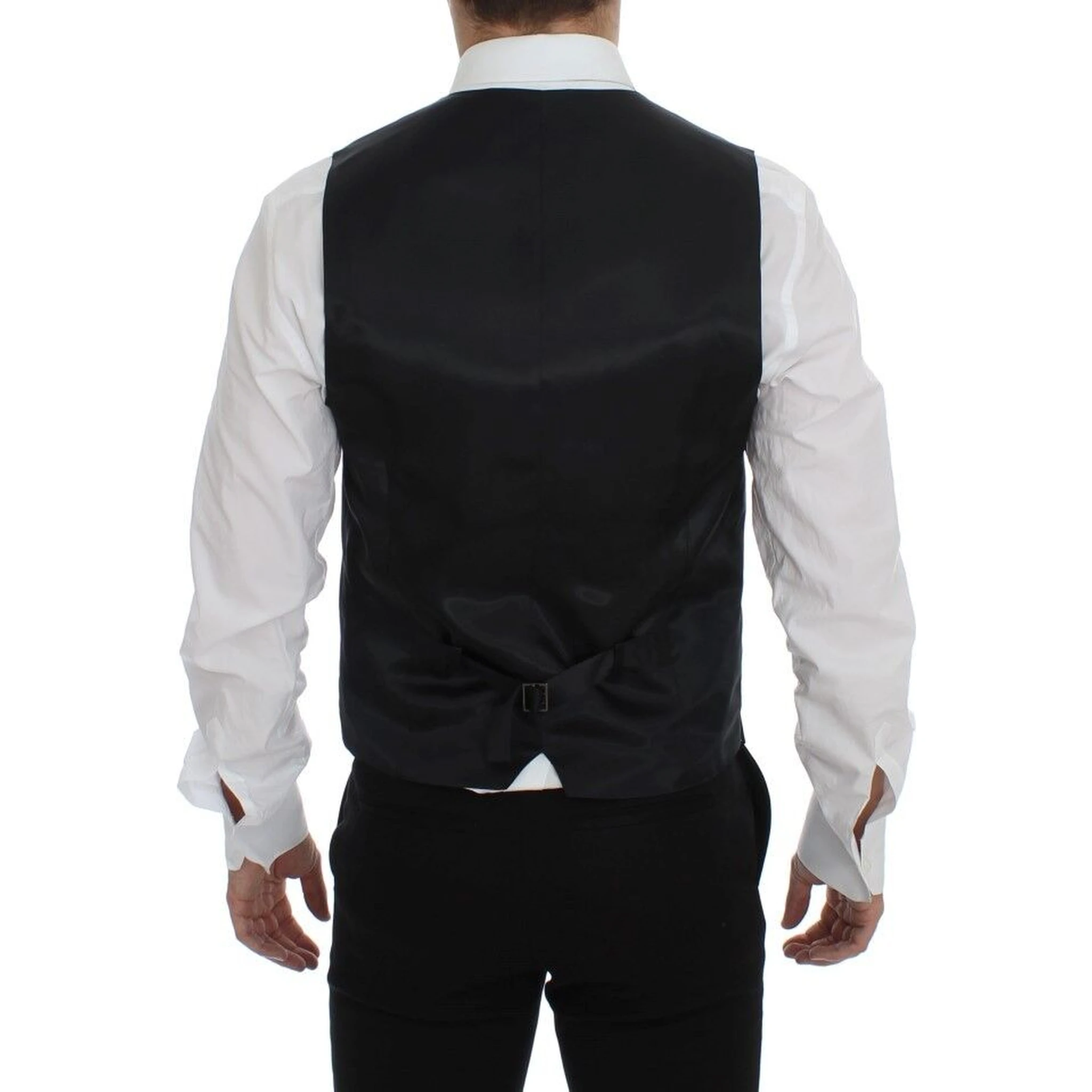 Gray Wool Silk Dress Vest Gilet Weste