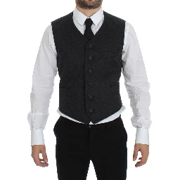 Gray Wool Blend Vest Gilet Weste