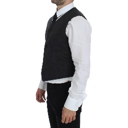 Gray Wool Blend Vest Gilet Weste