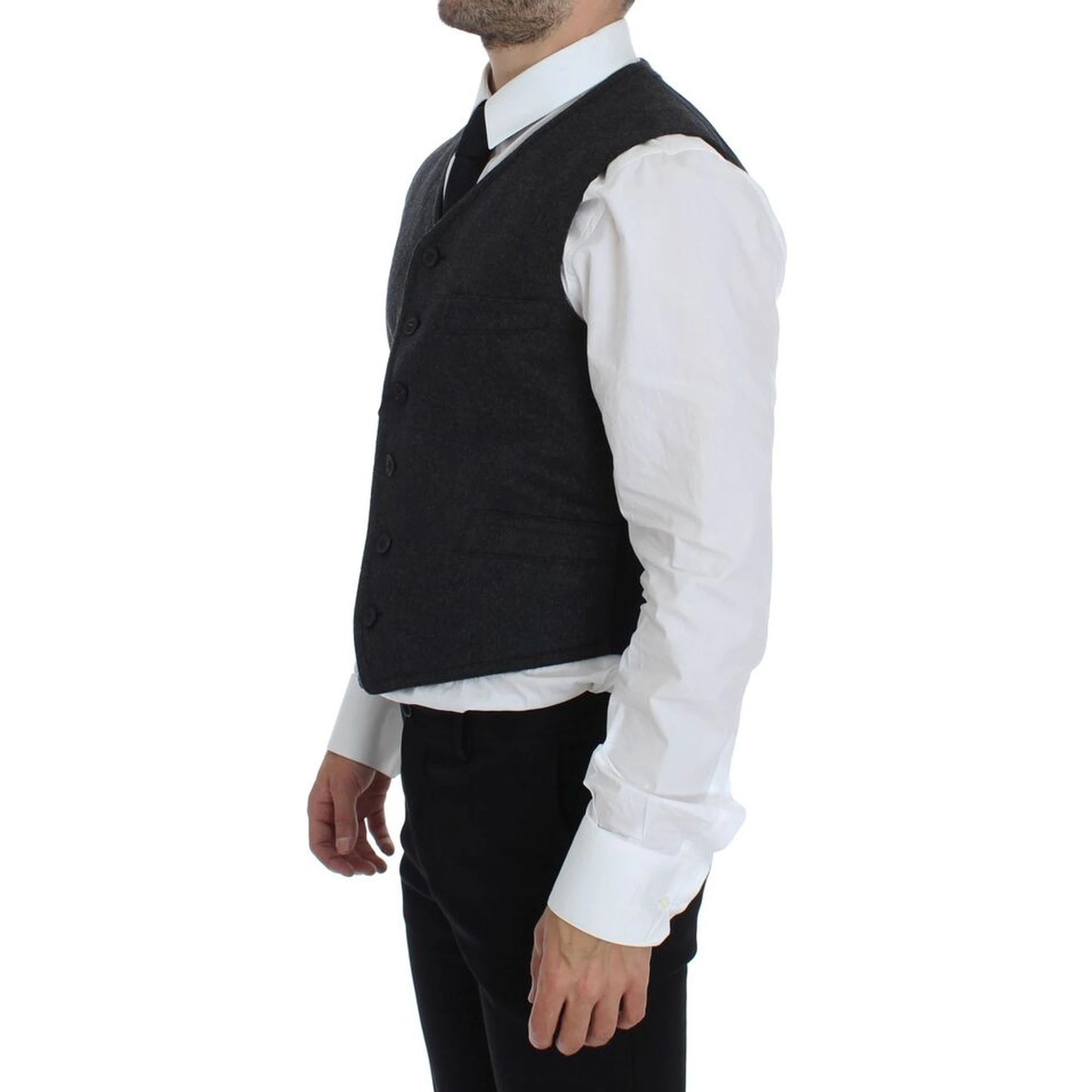 Gray Wool Blend Vest Gilet Weste