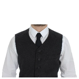 Gray Wool Blend Vest Gilet Weste