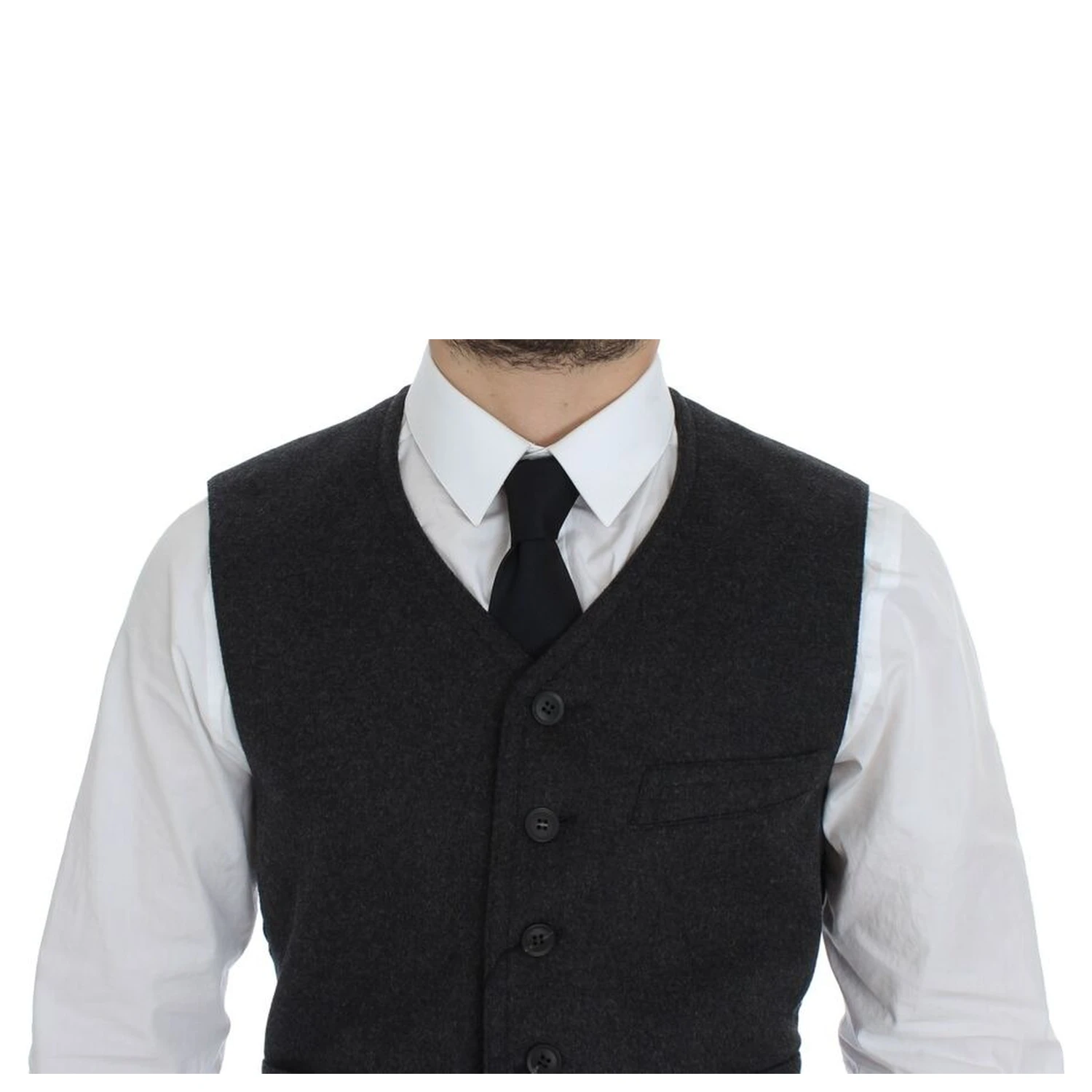 Gray Wool Blend Vest Gilet Weste