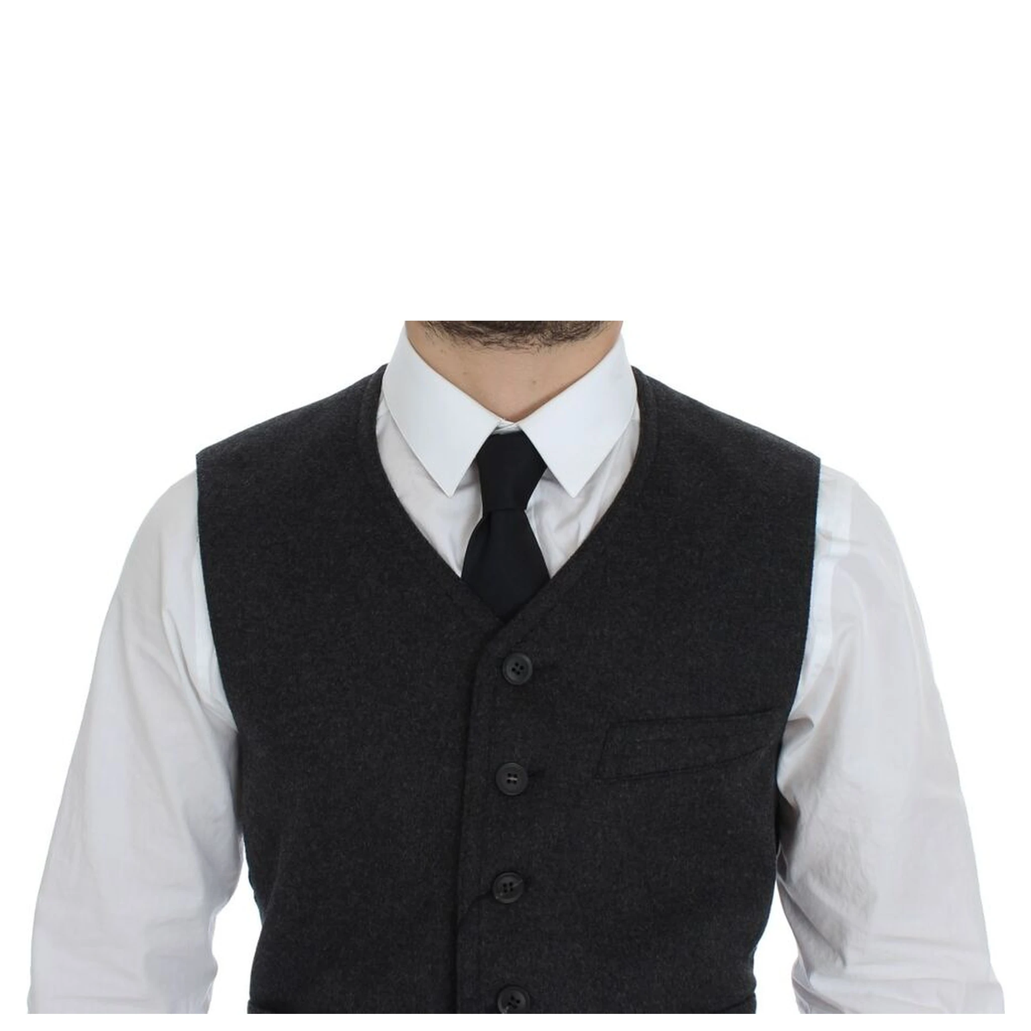 Gray Wool Blend Vest Gilet Weste