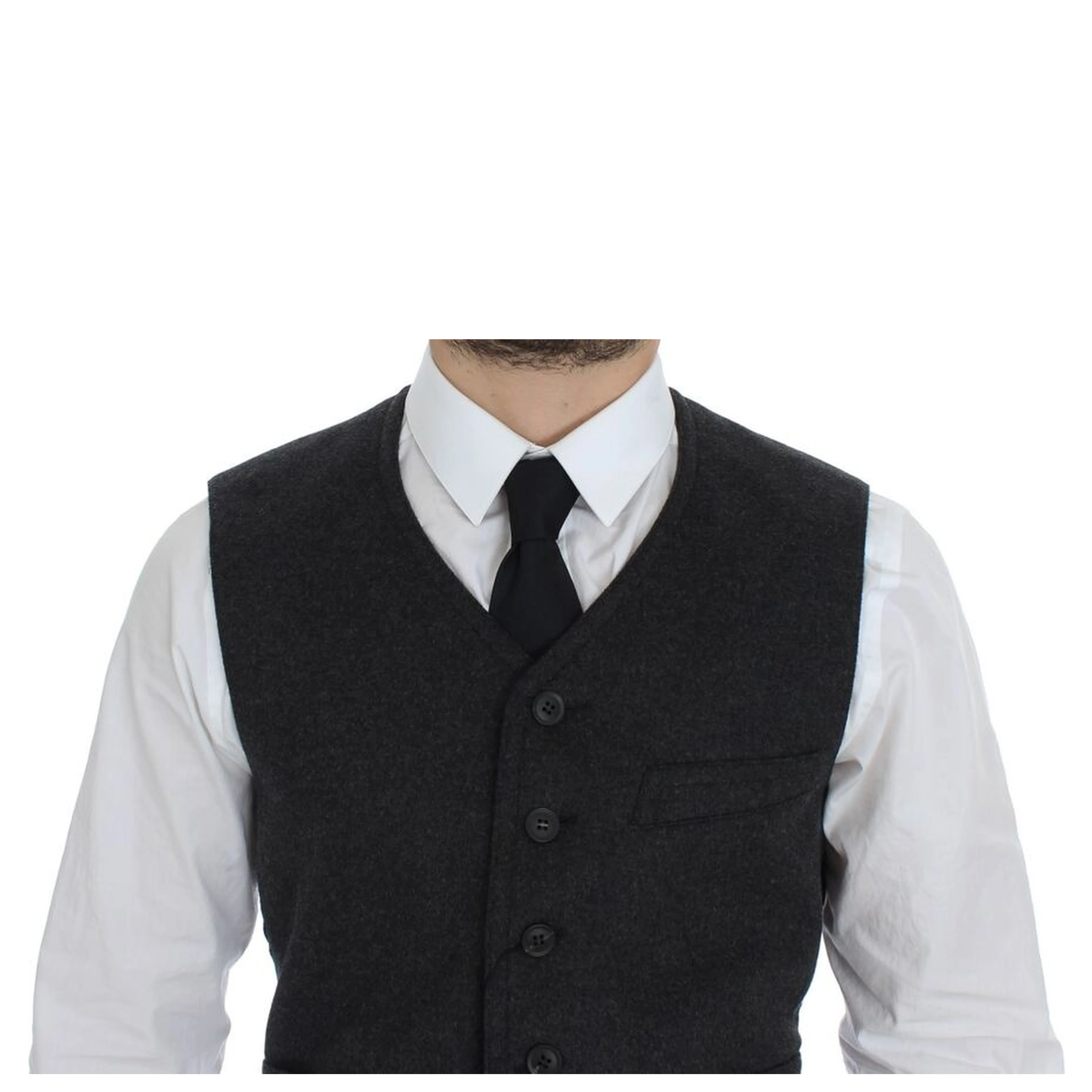 Gray Wool Blend Vest Gilet Weste