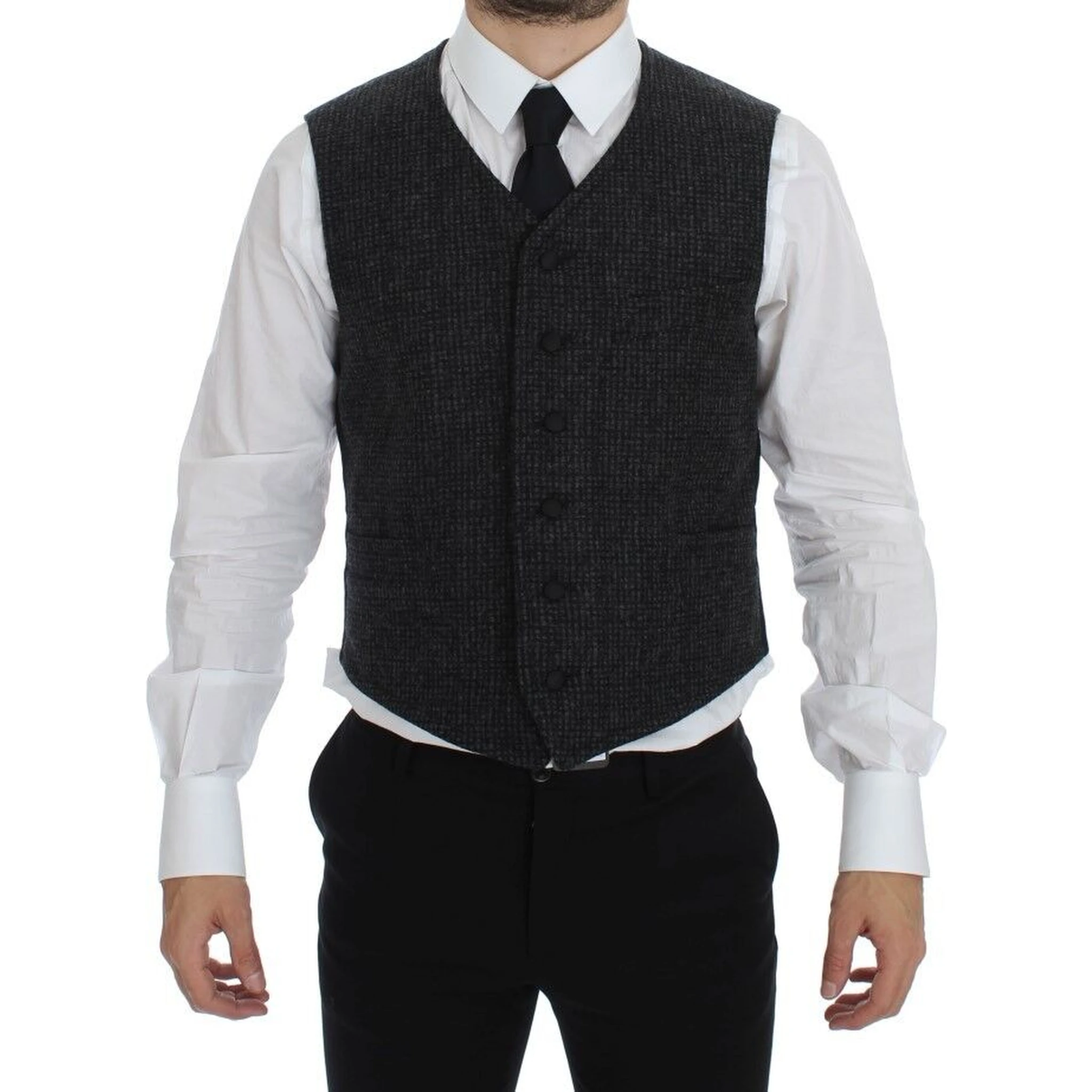 Gray Wool Blend Vest Gilet Weste