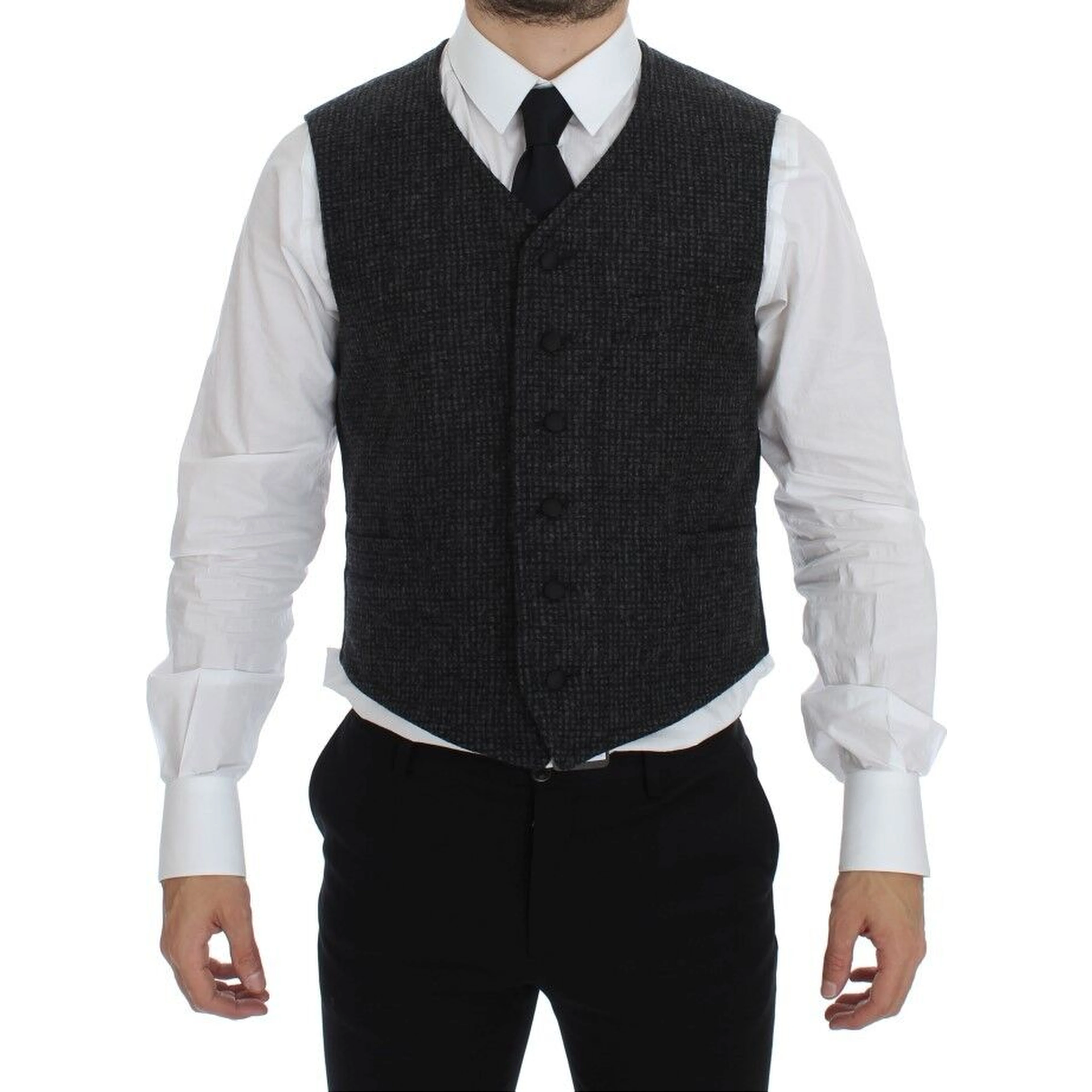 Gray Wool Blend Vest Gilet Weste