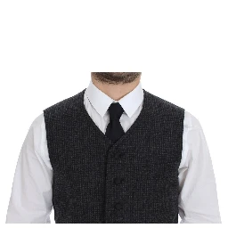 Gray Wool Blend Vest Gilet Weste
