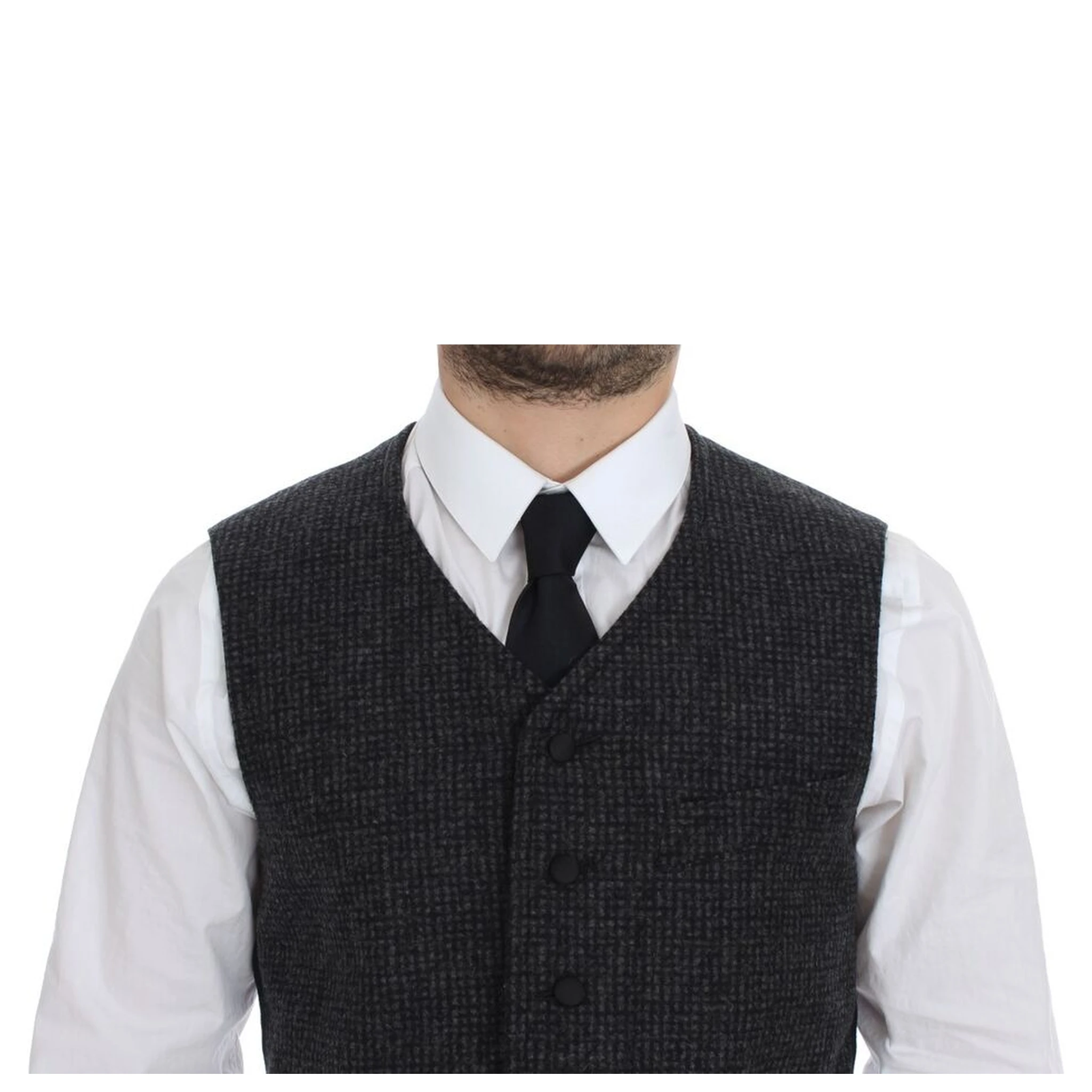 Gray Wool Blend Vest Gilet Weste